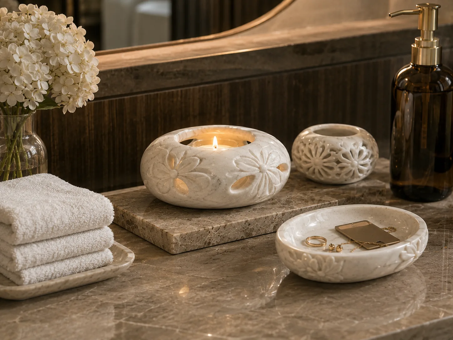 Stone objects for hotel bathroom details. scene 4